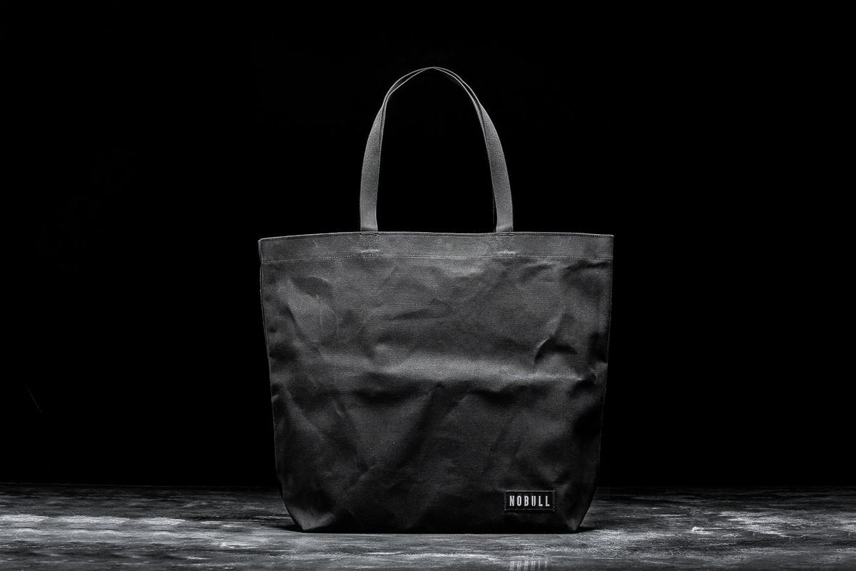 Nobull Waxed Canvas Open Top Tote Men's Bags Black | Australia (AF6031)